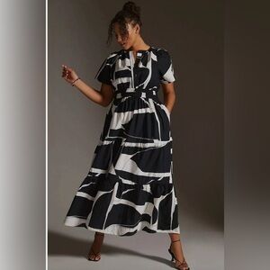 Anthropologie Maeve The Somerset Maxi Dress In Black and White Size Medium